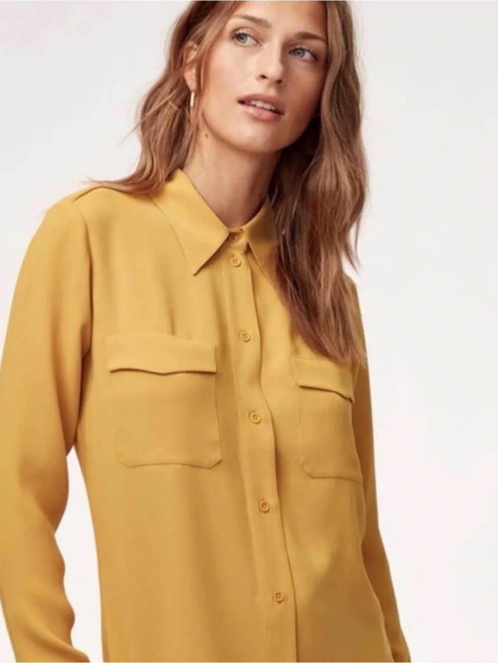Babaton NWOT Vibrant Yellow Utility Blouse Long Sleeve Button-Down Shirt Size XS